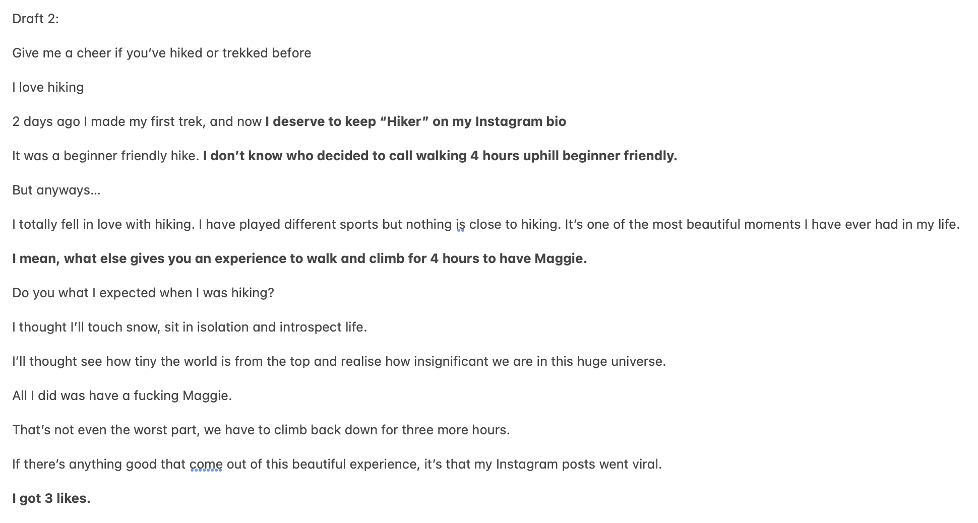 Script of my Standup set